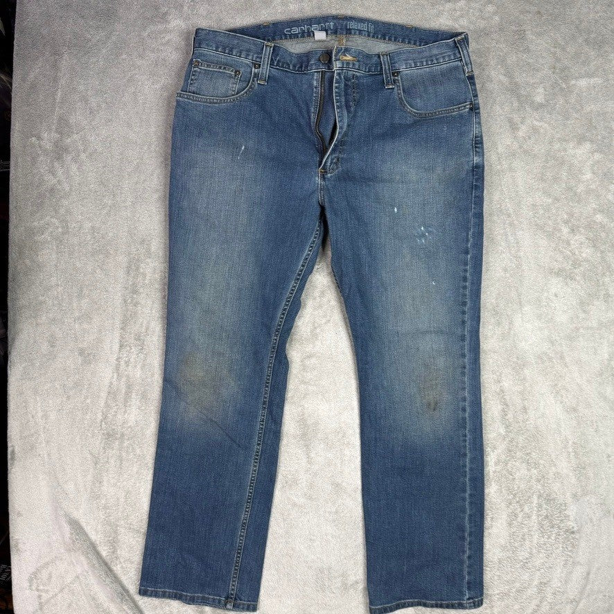 Carhartt Relaxed Fit Blue Denim Jeans Mens 38x30 Workwear Casual