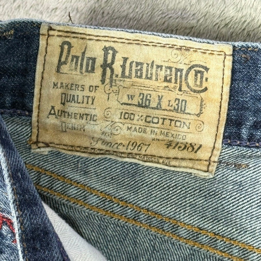 Polo Ralph Lauren Mens Jeans W36 L30 Blue Denim Straight Leg Casual