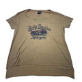 Harley Davidson Motorcycles Graphic T Shirt Womans XL Mustard Yellow Skull Wings