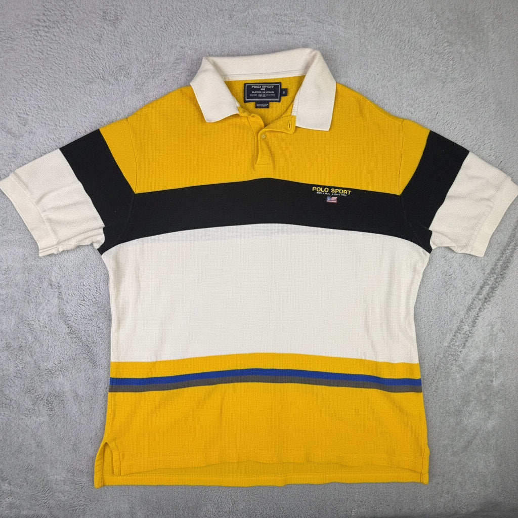 Vintage Polo Sport Ralph Lauren Colorblock Waffle Knit Polo Shirt Mens Large