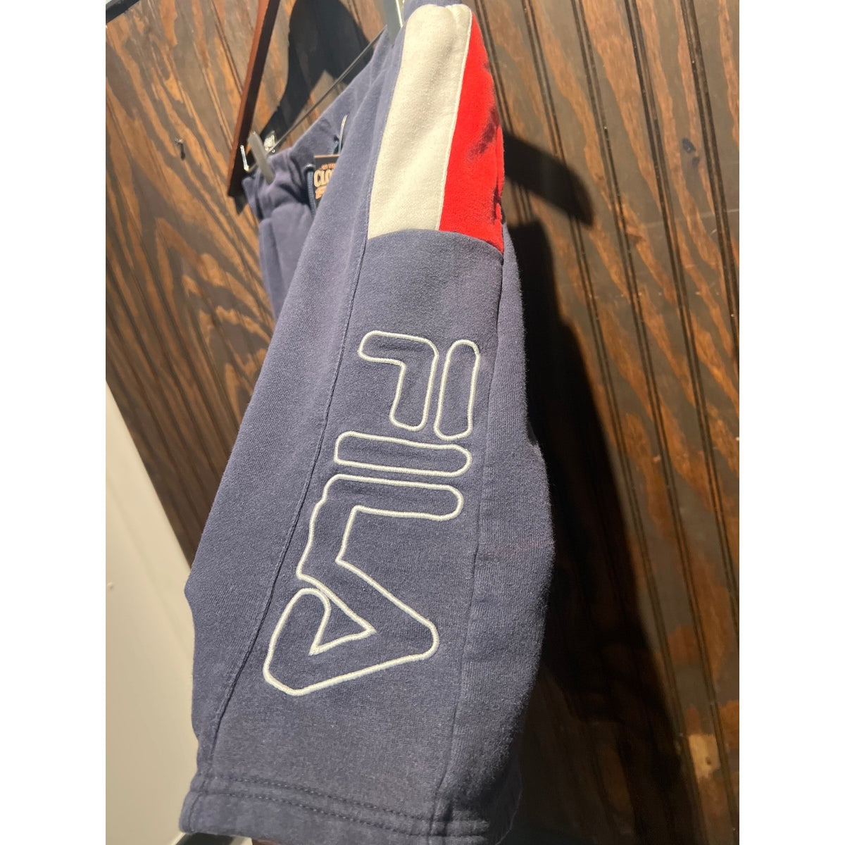 Navy Blue Fleece Graphic Sweat Shorts Drawstring Waist Streetwear Men's XLarge