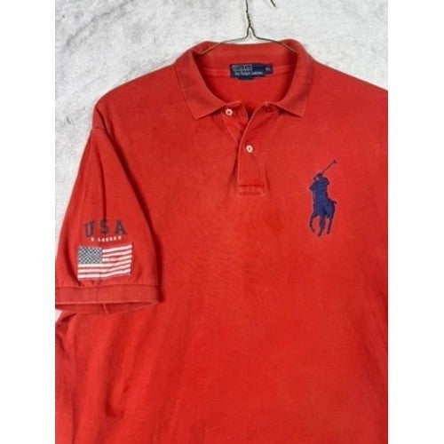 Polo Ralph Lauren Red USA Flag Polo Shirt Mens XL