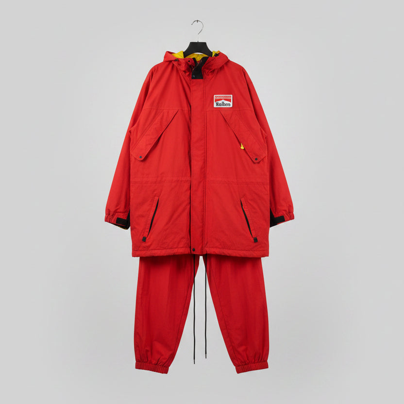 Vintage Marlboro Adventure Team Red Nylon Track Suit Jacket XL Pants L 90s Set