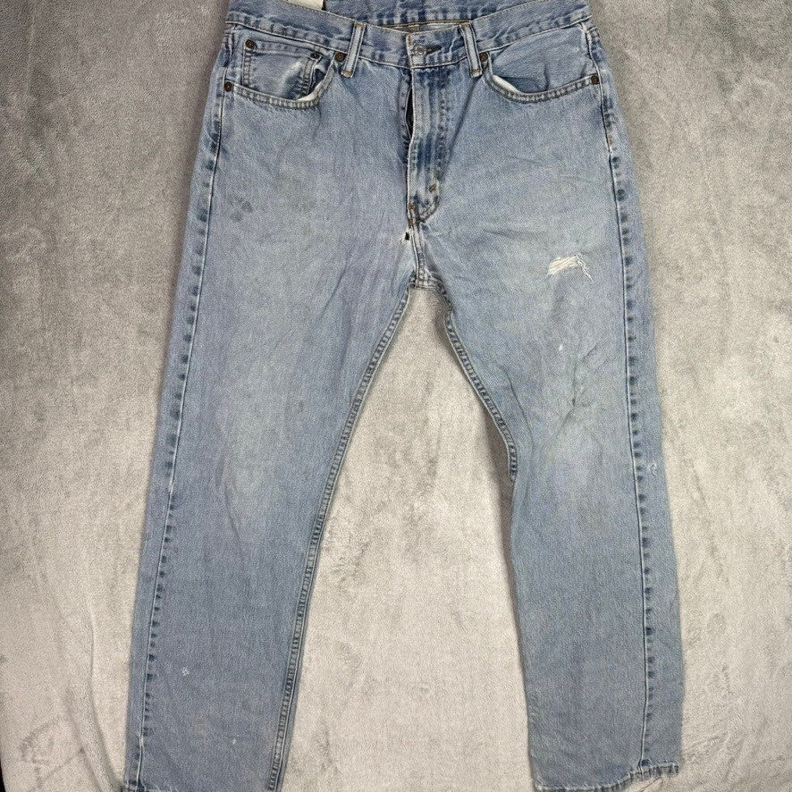 Levi's 505 Regular Fit Straight Leg Light Wash Denim Jeans Mens 33x32