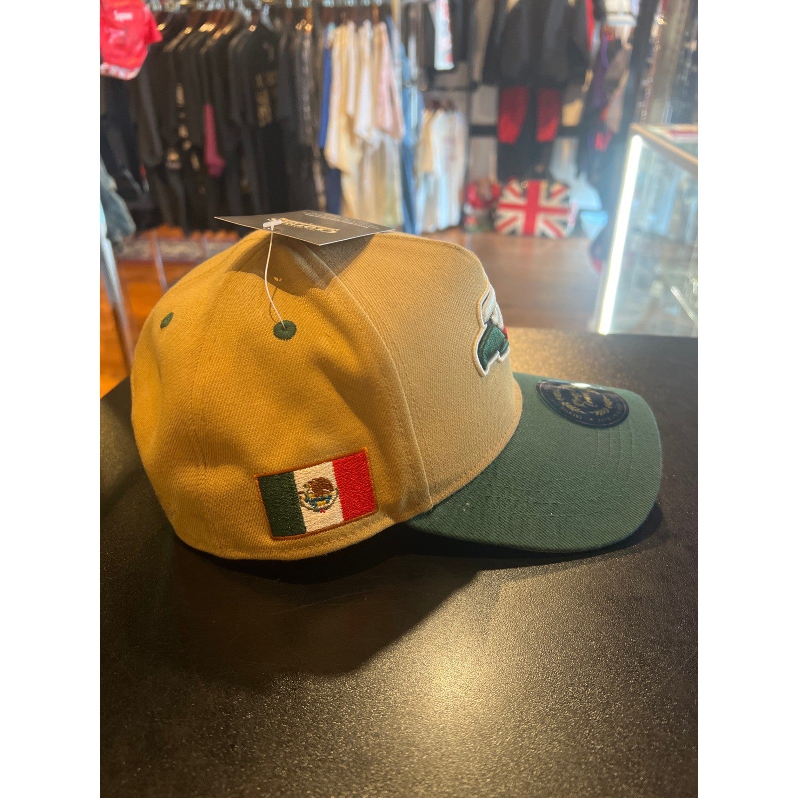 Kings & Crowns Mexico Eagle Snapback Hat Tan Green Adjustable Cap New with Tags