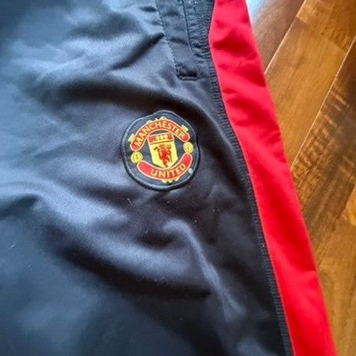 Manchester United Official Team Track Pants Black Red Mens Large MUFC Training