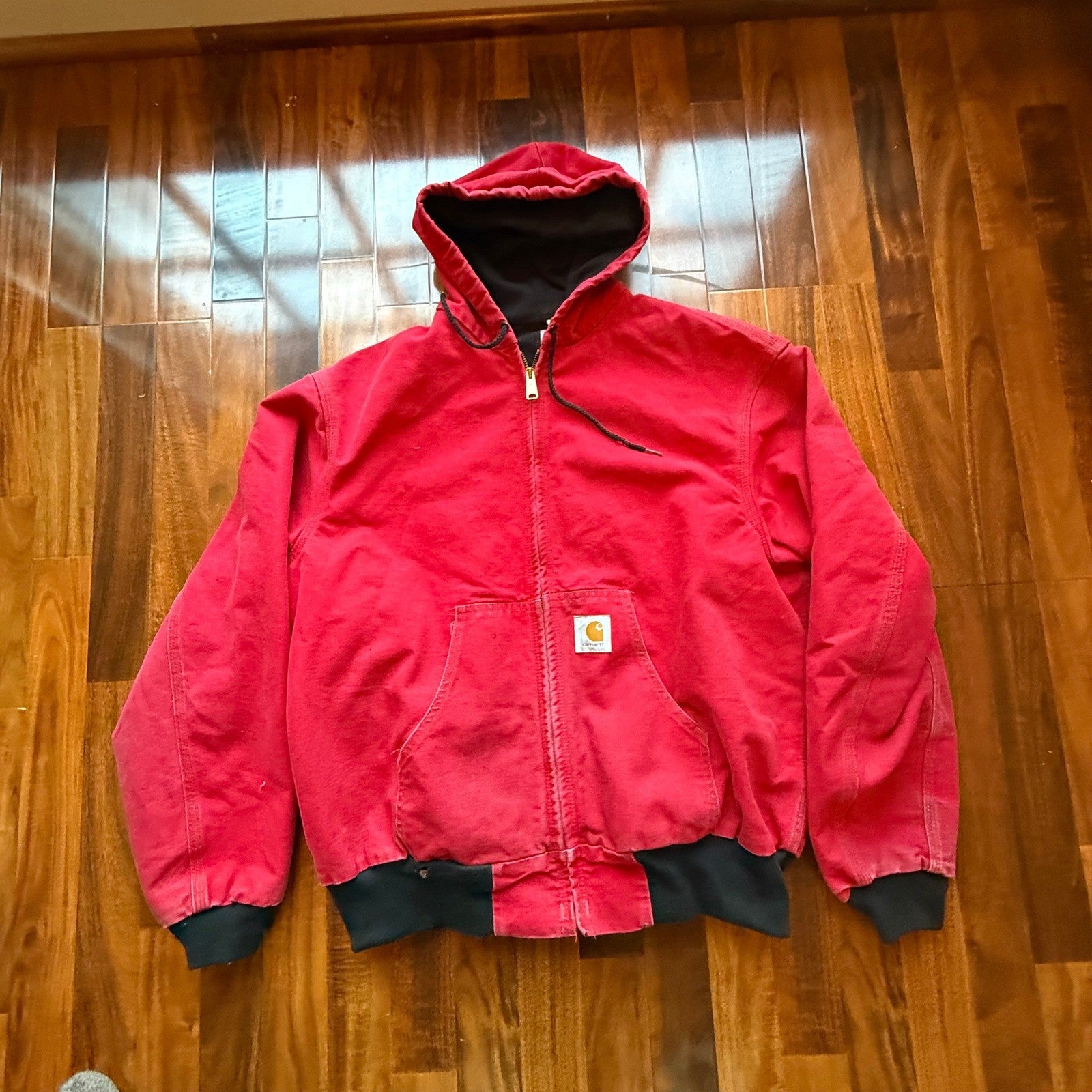 Vintage Carhartt J131 Red Thermal Lined Duck Canvas Active Jacket Mens XL USA