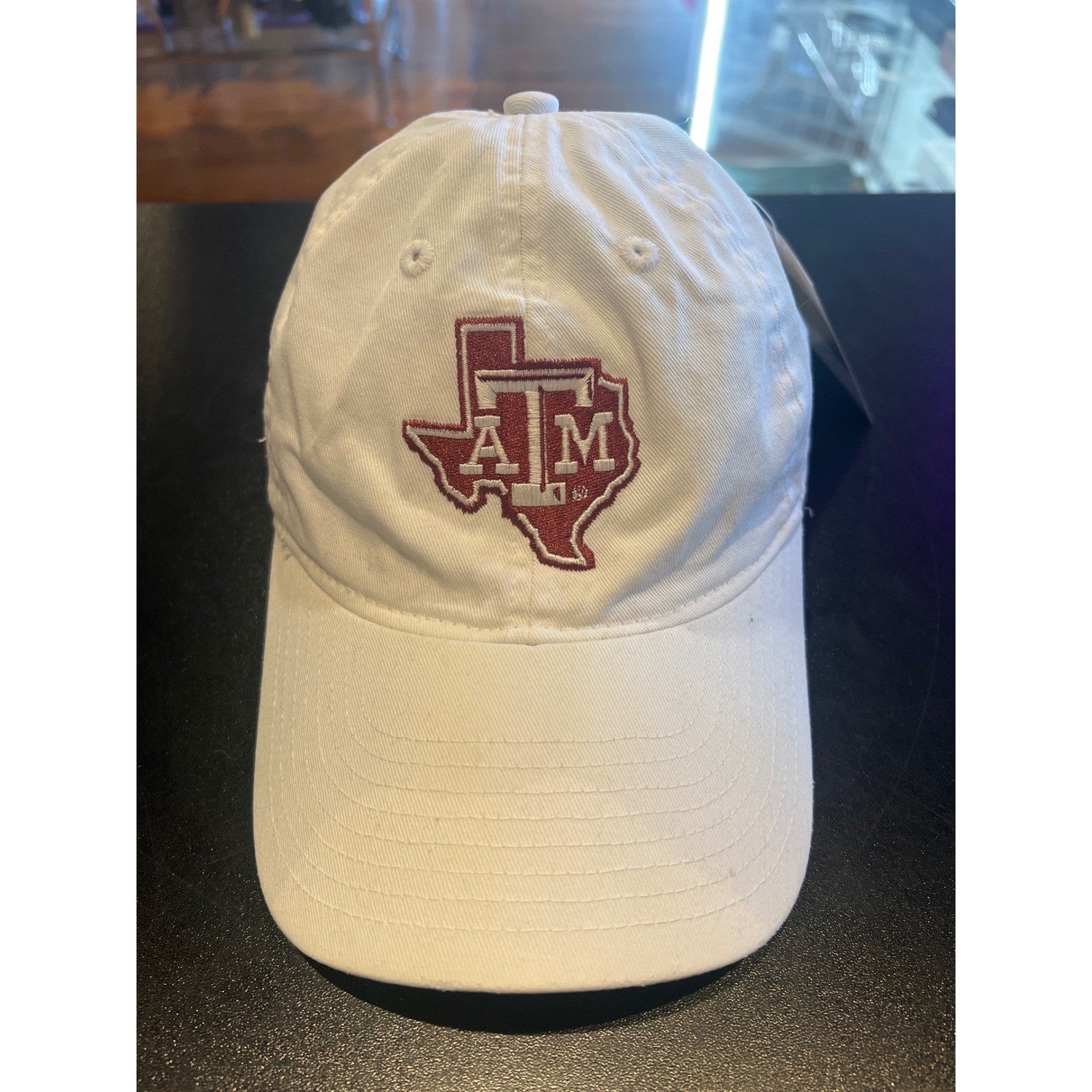 Texas A&M Aggies White Adjustable Hat NCAA State Outline Logo Dad Cap