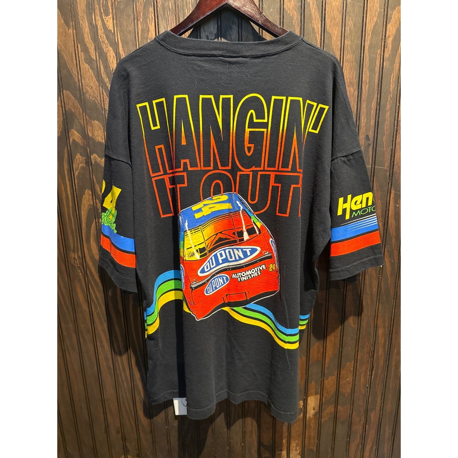 Vintage Jeff Gordon DuPont NASCAR Racing T-Shirt Black Graphic Tee 28x32