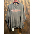 Harley Davidson Vintage Faded Black Flame Graphic Long Sleeve Tee Shirt XL 24x30