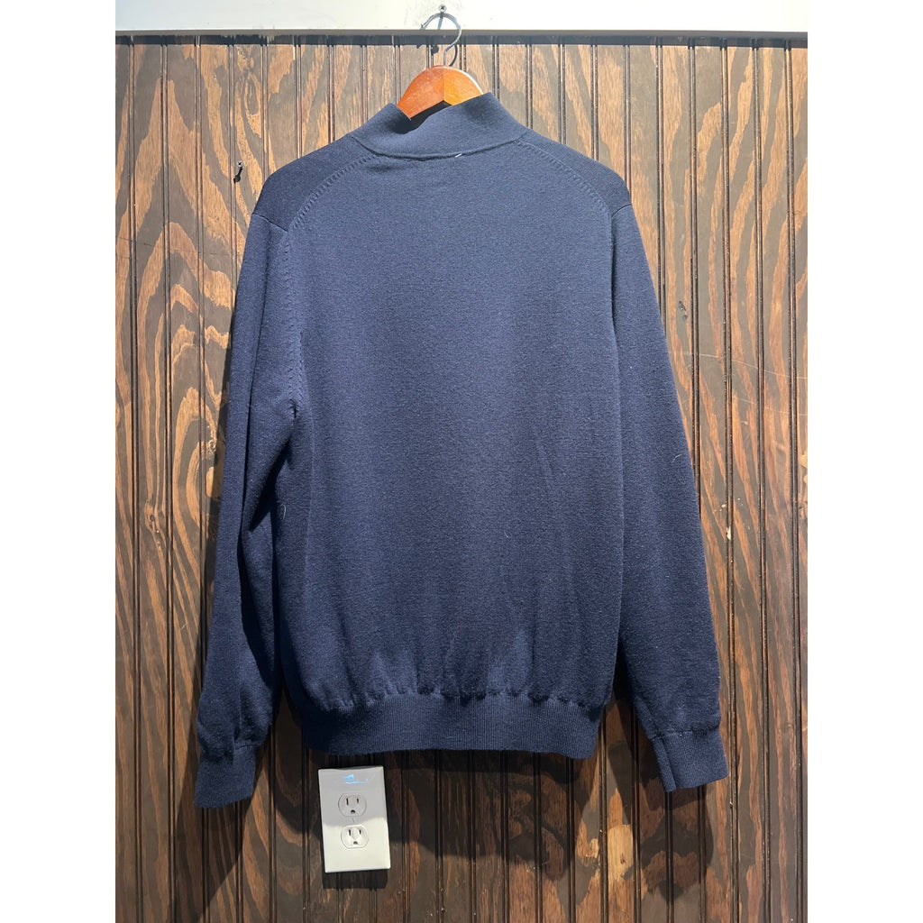 Johnston & Murphy Mens Navy Blue Quarter Zip Pullover Sweater Size XL Logo