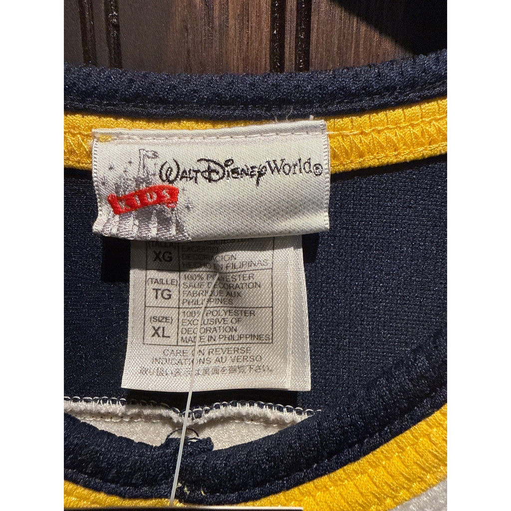 Vintage Walt Disney World 2007 Mickey Mouse Hockey Jersey White Navy Blue Small