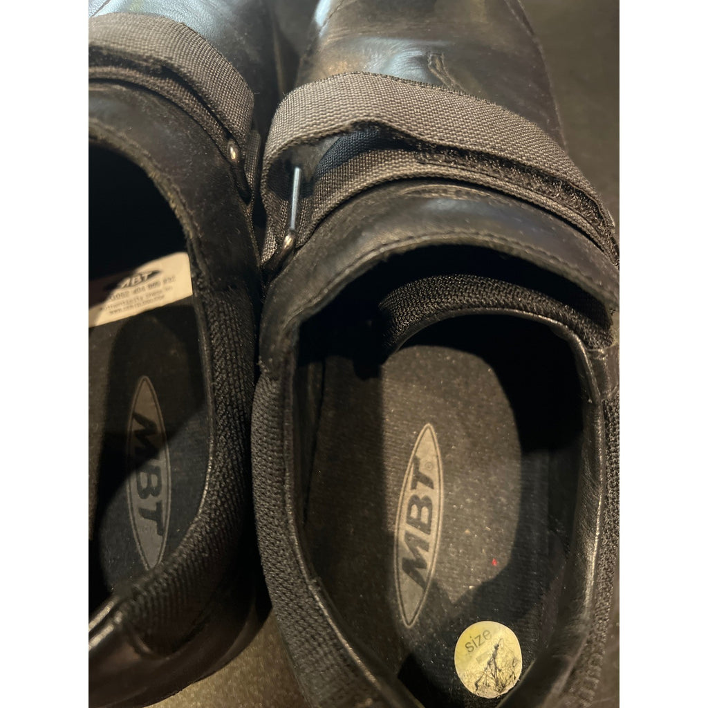 MBT Black Leather Walking Shoes Rocker Bottom Strap Loafers Mens Size 7