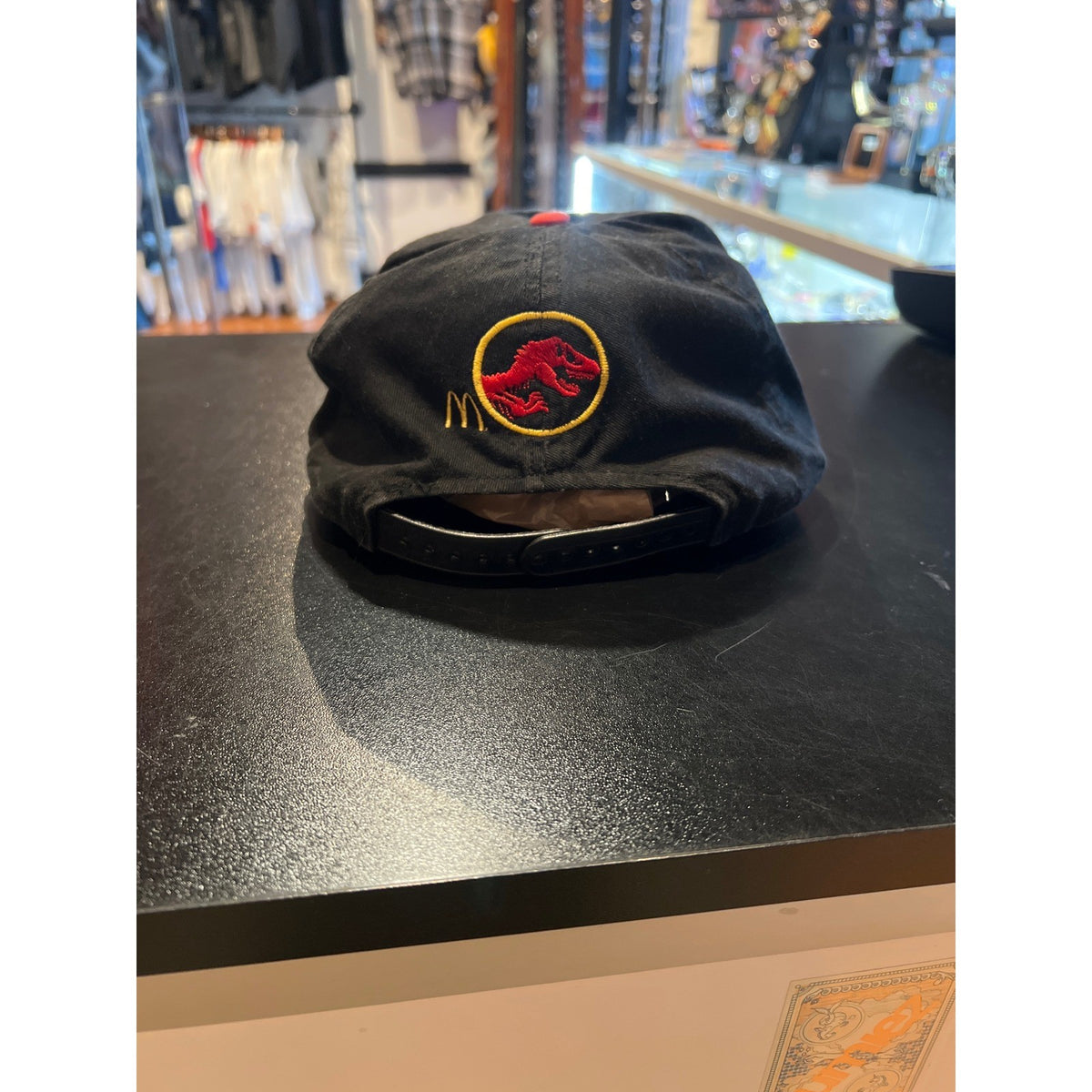 Vintage 1993 Jurassic Park P. Team Snapback Hat Black Red Movie Promo Cap