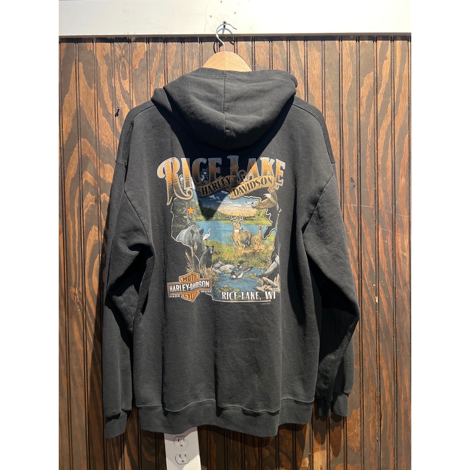 Harley Davidson Race Tested Full Zip Hoodie Black Graphic Sweatshirt Mens XL