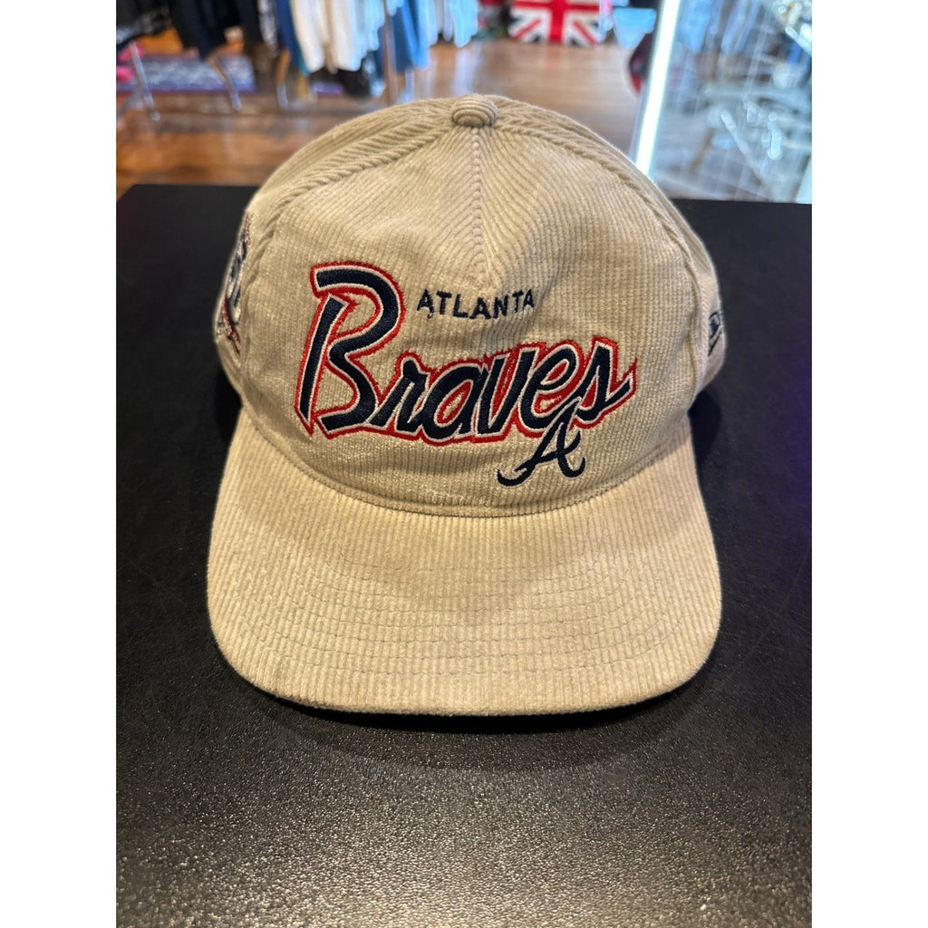 Atlanta Braves New Era Corduroy Snapback Hat Cream Tan MLB Baseball Cap Retro