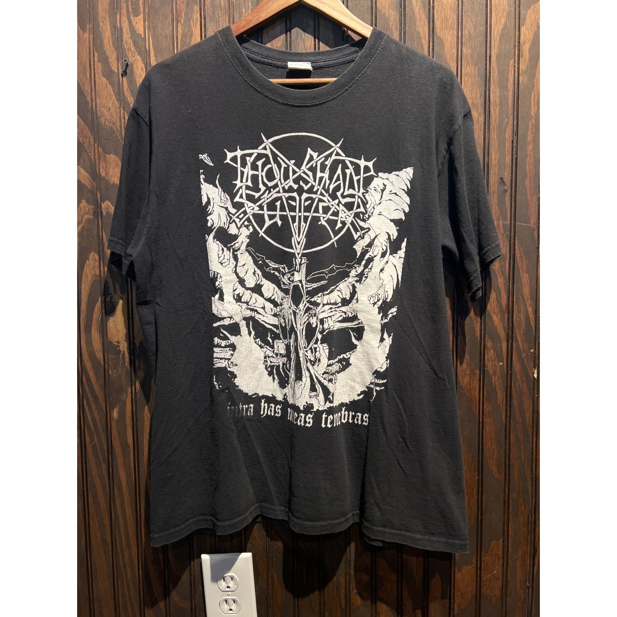 Thou Shalt Suffer Black Metal Graphic T-Shirt Yazbek Heavyweight Mens Large