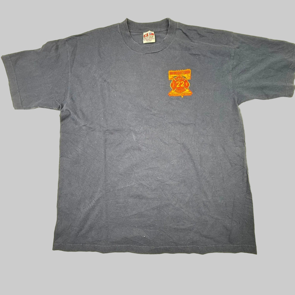 Bayside Heavyweight Firefighter T Shirt X Large Navy Blue 22 Fire Dept