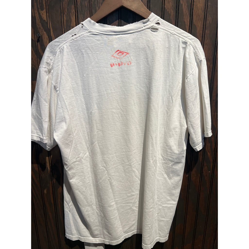 Vintage 90s Umbro Graphic T-Shirt White Single Stitch Made in USA Large Soccer