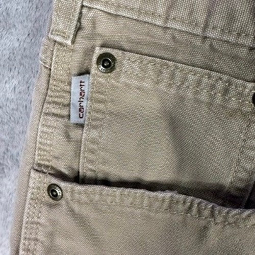 Carhartt Mens Tan Canvas Work Cargo Pants Relaxed Fit Size 34x30