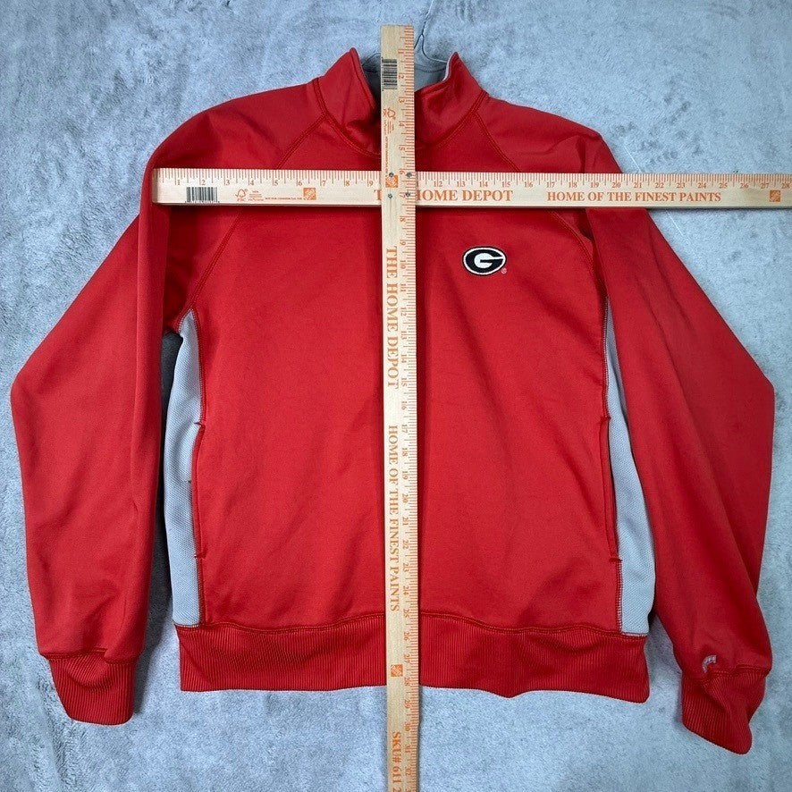 Georgia Bulldogs Quarter Zip Pullover Red Gray Athletic Sweatshirt Size Large