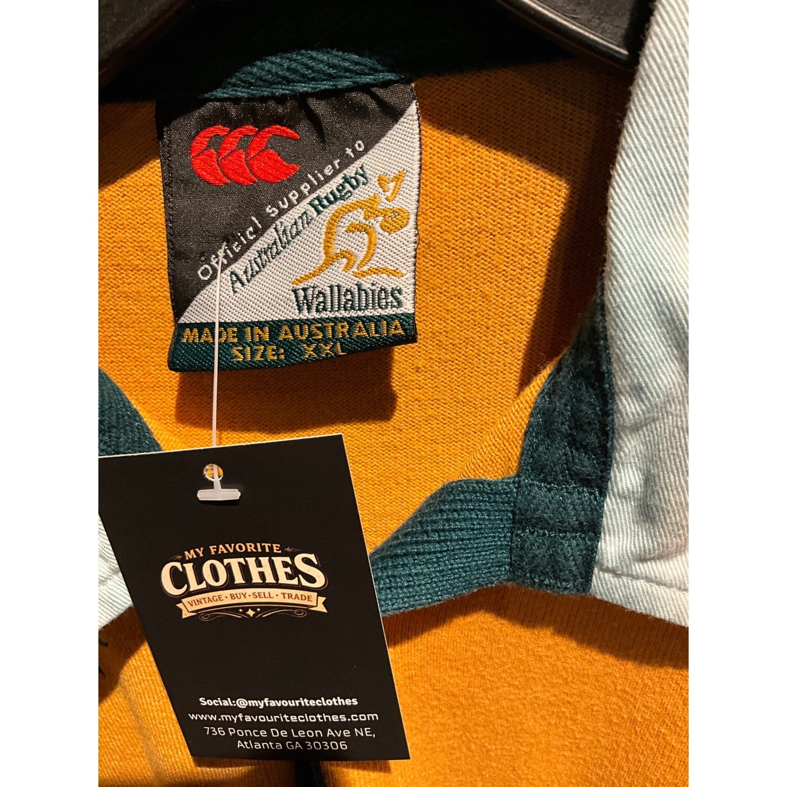 Vintage Canterbury Australian Rugby Wallabies Jersey XXL Gold Vodafone Australia