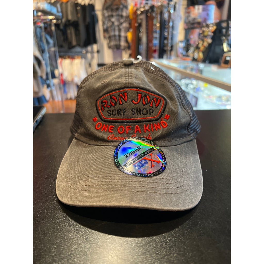 Ron Jon Surf Shop One of a Kind Cocoa Beach Gray Mesh Snapback Trucker Hat NEW