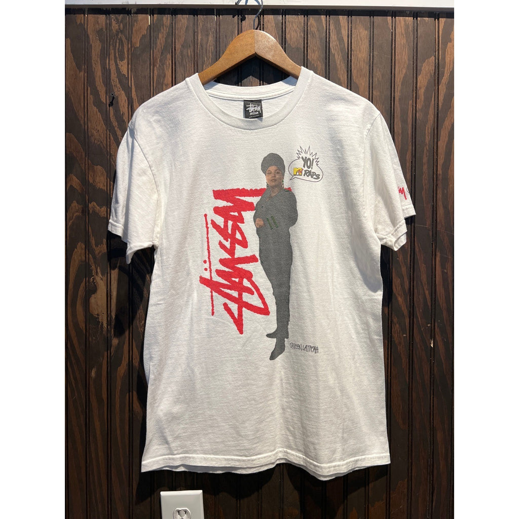 Stussy x Yo MTV Raps Queen Latifah White Graphic T-Shirt Mens Medium