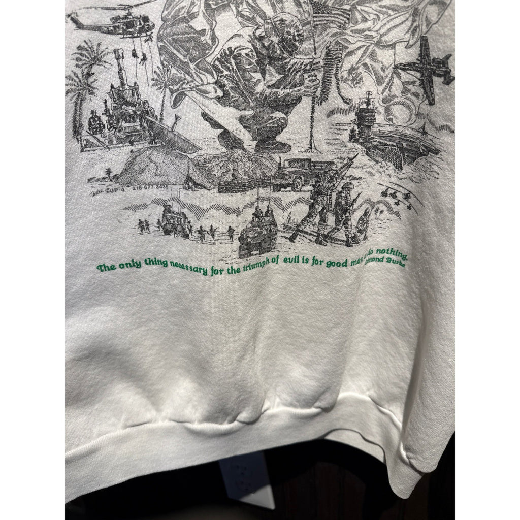 Vintage 1991 Desert Storm Sweatshirt White XL Fruit of the Loom Military Graphic
