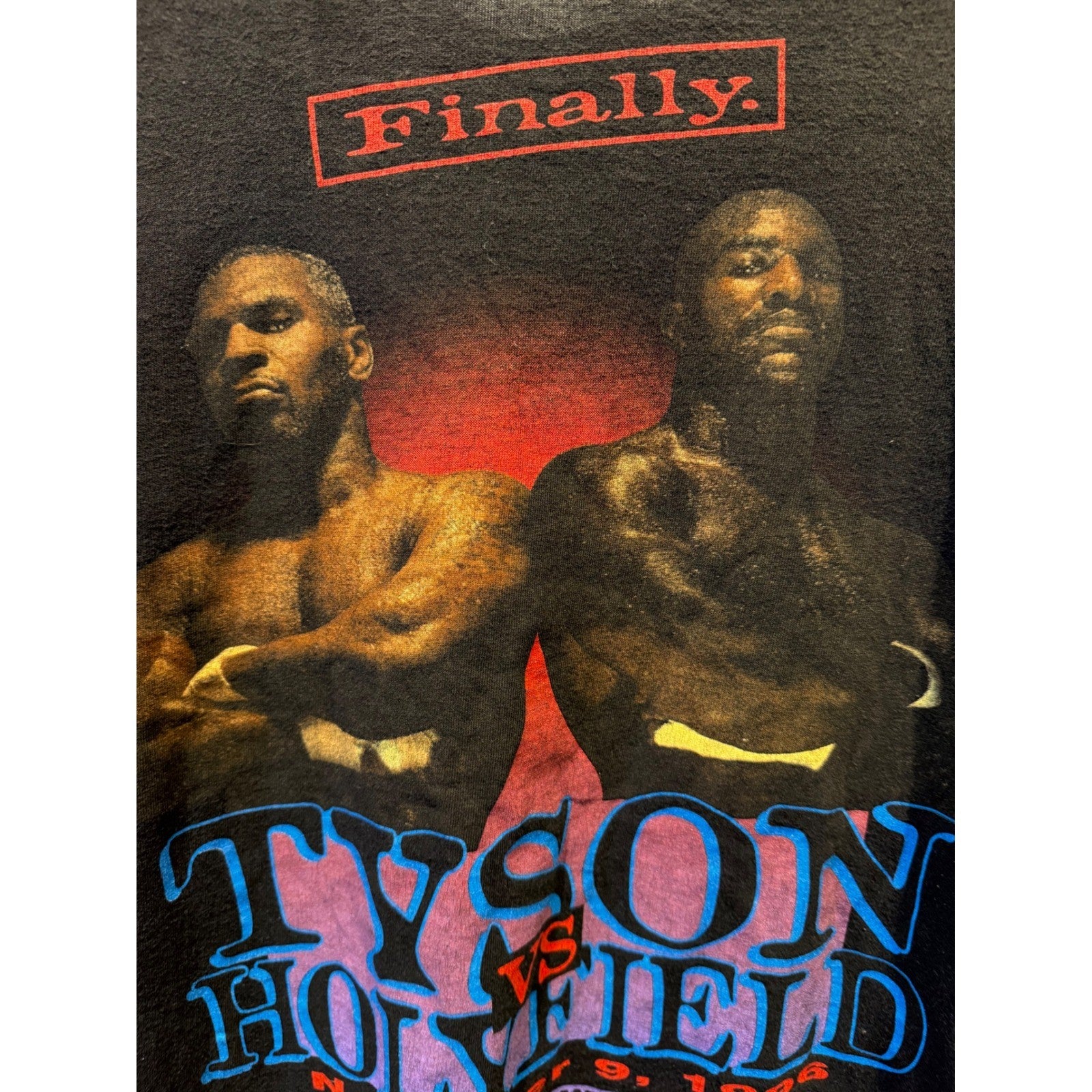 Vintage 1996 Mike Tyson vs Holyfield MGM Grand Boxing Shirt Black XL 23x28