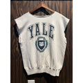 Vintage Yale University Cut Off Sweatshirt Vest White Collegiate Crest 21x24