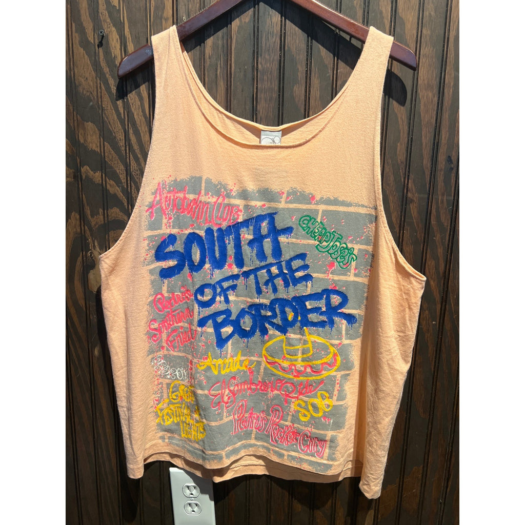 Vintage South of the Border Graphic Tank Top Peach Orange 90s Souvenir Large