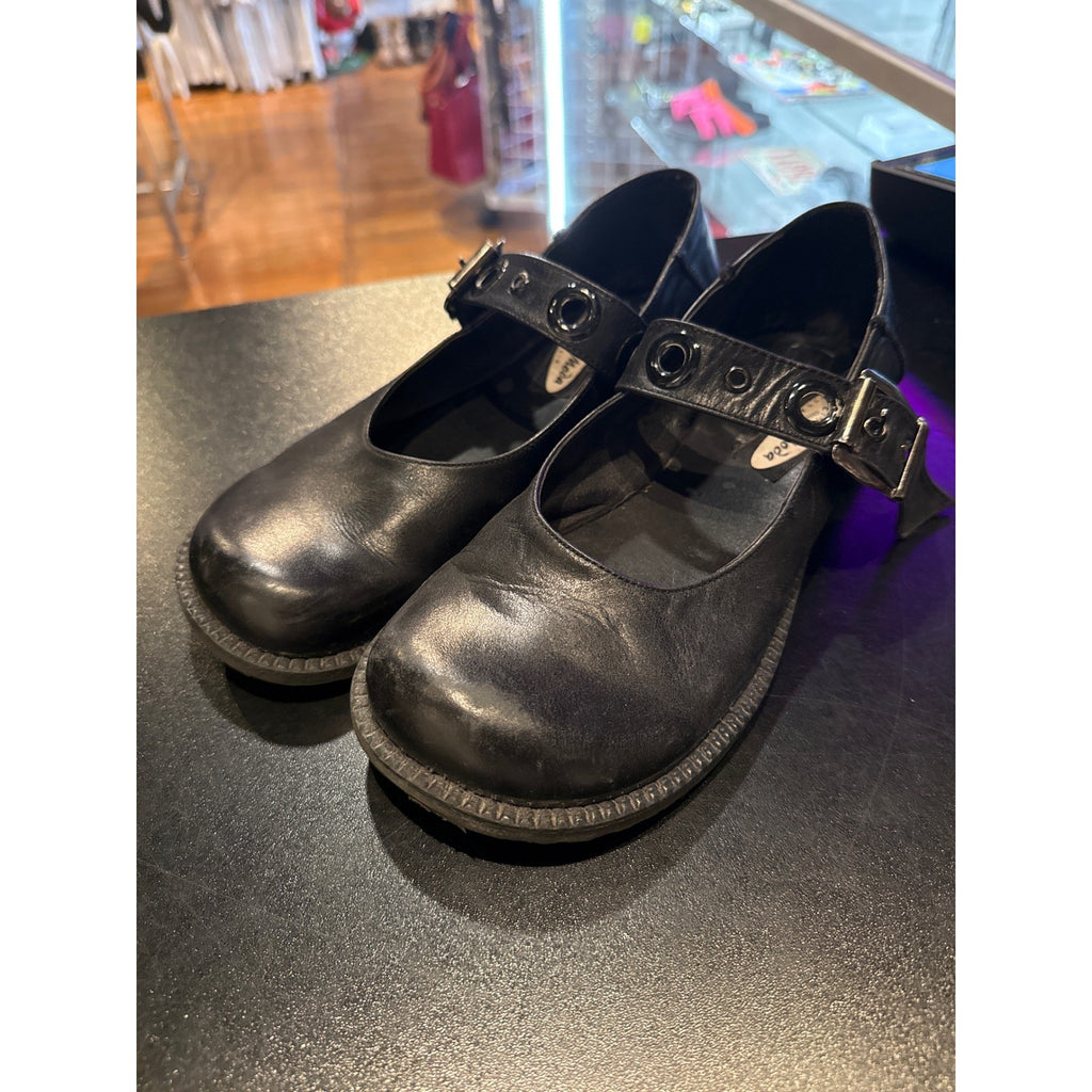 Sport Moda Black Leather Grommet Strap Mary Jane Shoes EU 38 Yugoslavia Vintage