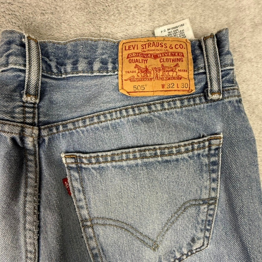 Levi Strauss 505 Straight Fit Light Wash Jeans Mens Size 32x30 Paint Splatter