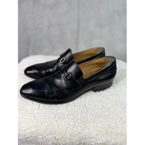 Johnston Murphy Black Leather Mens Bit Loafer Dress Shoes Size 12 M