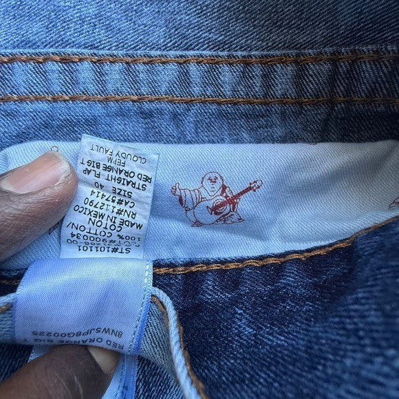 True Religion Section Straight Blue Acid Wash Denim Jeans Mens size 40