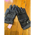 Polo Ralph Lauren Mens Black Leather Driving Gloves Grey Knit Cuff Snap Strap