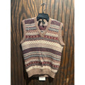 Neil Martin Mens Virgin Wool Fair Isle Sweater Vest Brown V-Neck Made in Italy M