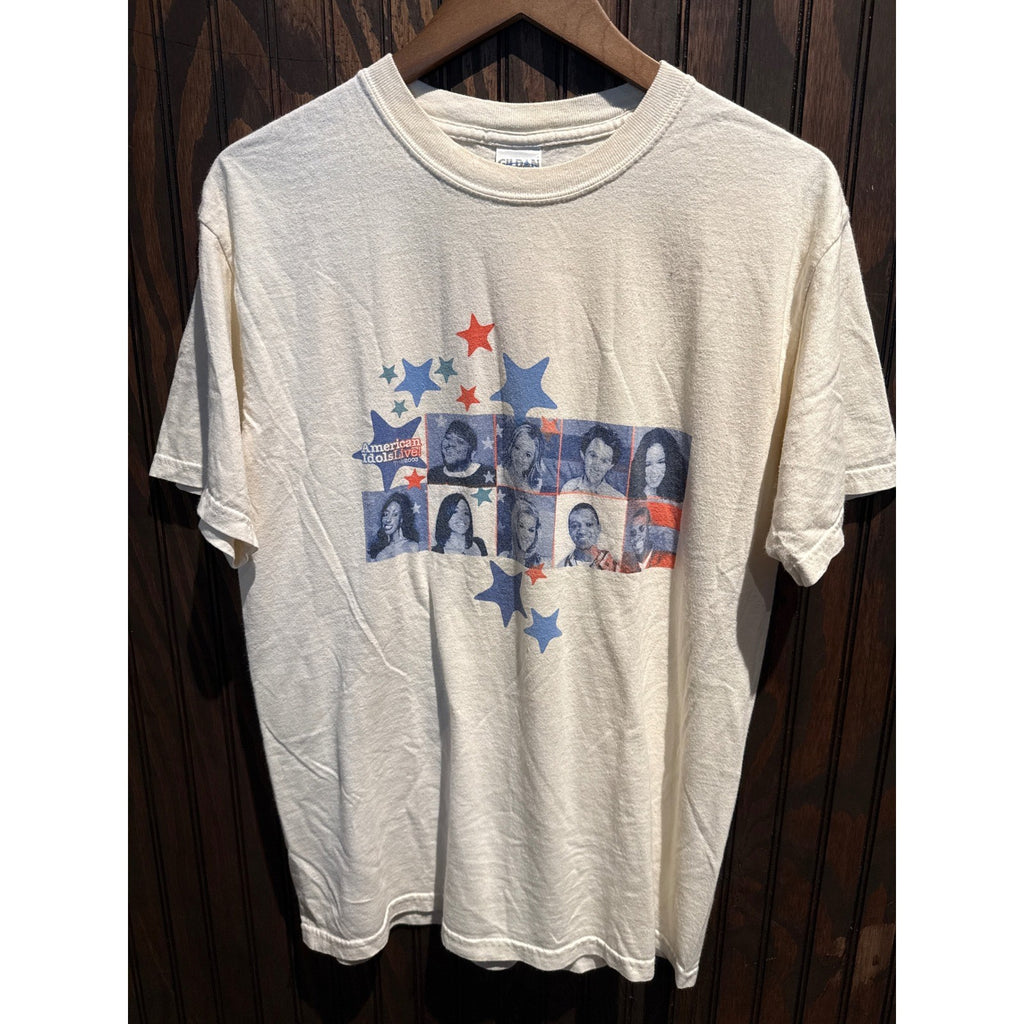 Vintage American Idols Live 2003 Tour T-Shirt Cream Season 2 Ruben Studdard L