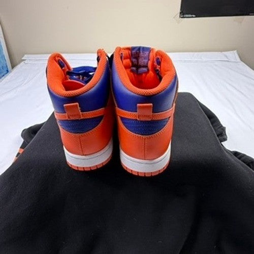 Nike Dunk High Men Orange Blue Leather Sneakers Shoes Size 8