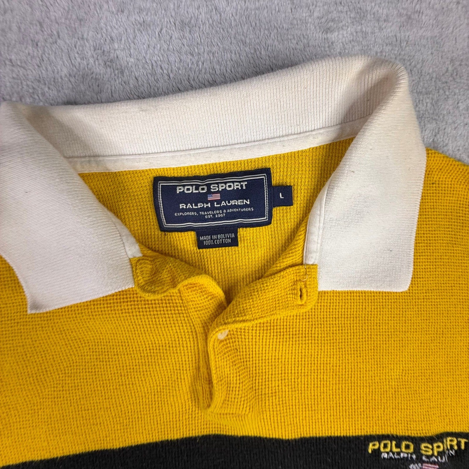 Vintage Polo Sport Ralph Lauren Colorblock Waffle Knit Polo Shirt Mens Large