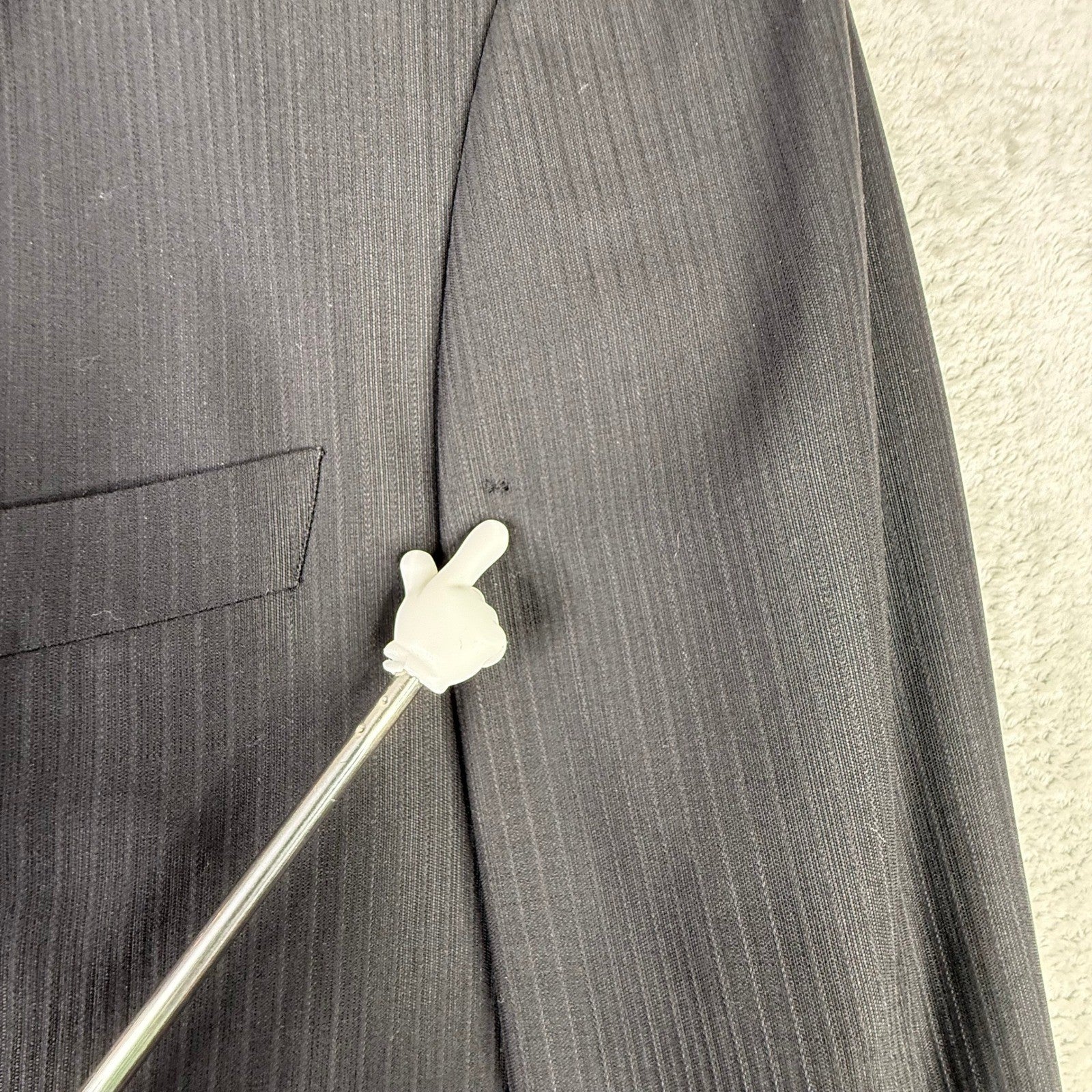Vintage Hugo Boss Mens Pinstripe Blazer 3 Button Double Vent Charcoal Grey USA