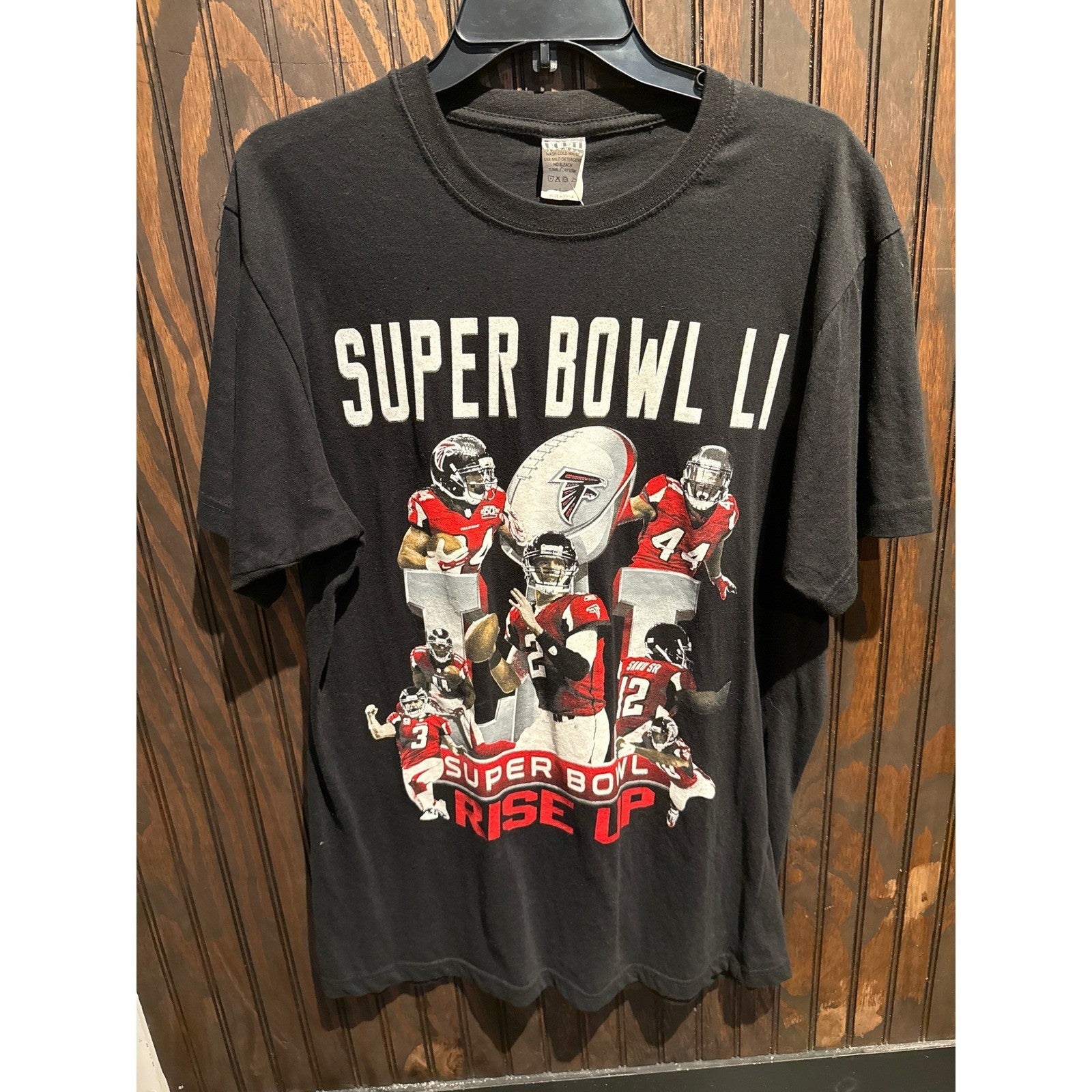 Atlanta Falcons Super Bowl LI Rise Up T-Shirt Mens Large Black NFL Matt Ryan L
