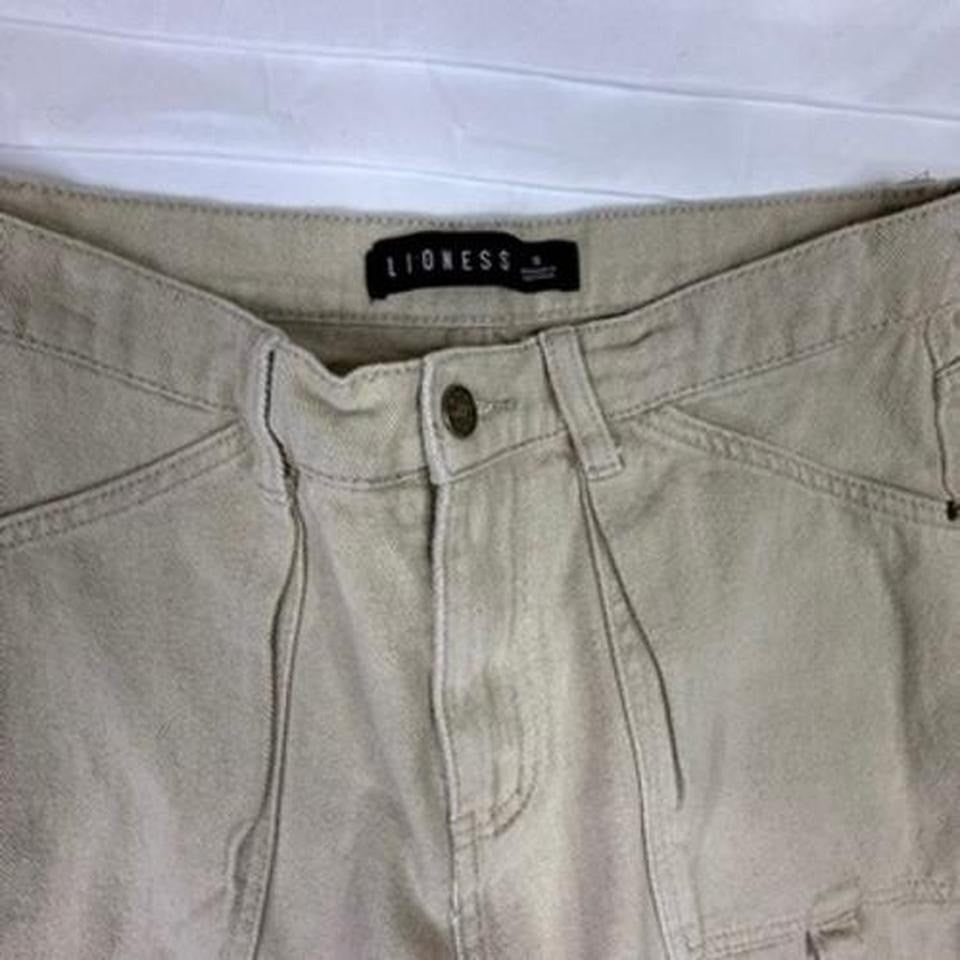 LIONESS Tan Cargo Pants Wide Leg Utility Pockets Womens Size Small