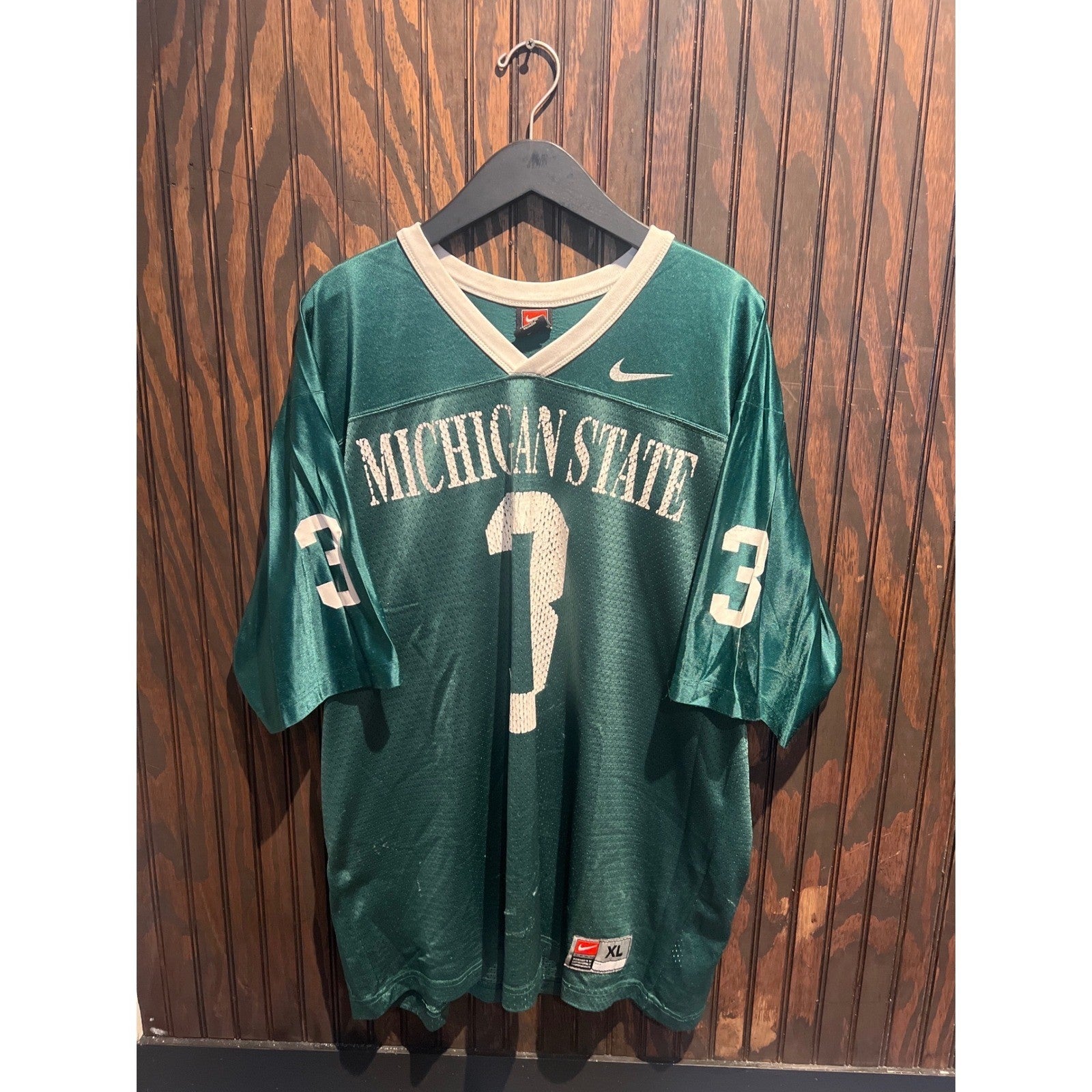 Vintage Nike Michigan State Spartans Football Jersey Green White XL 34x26
