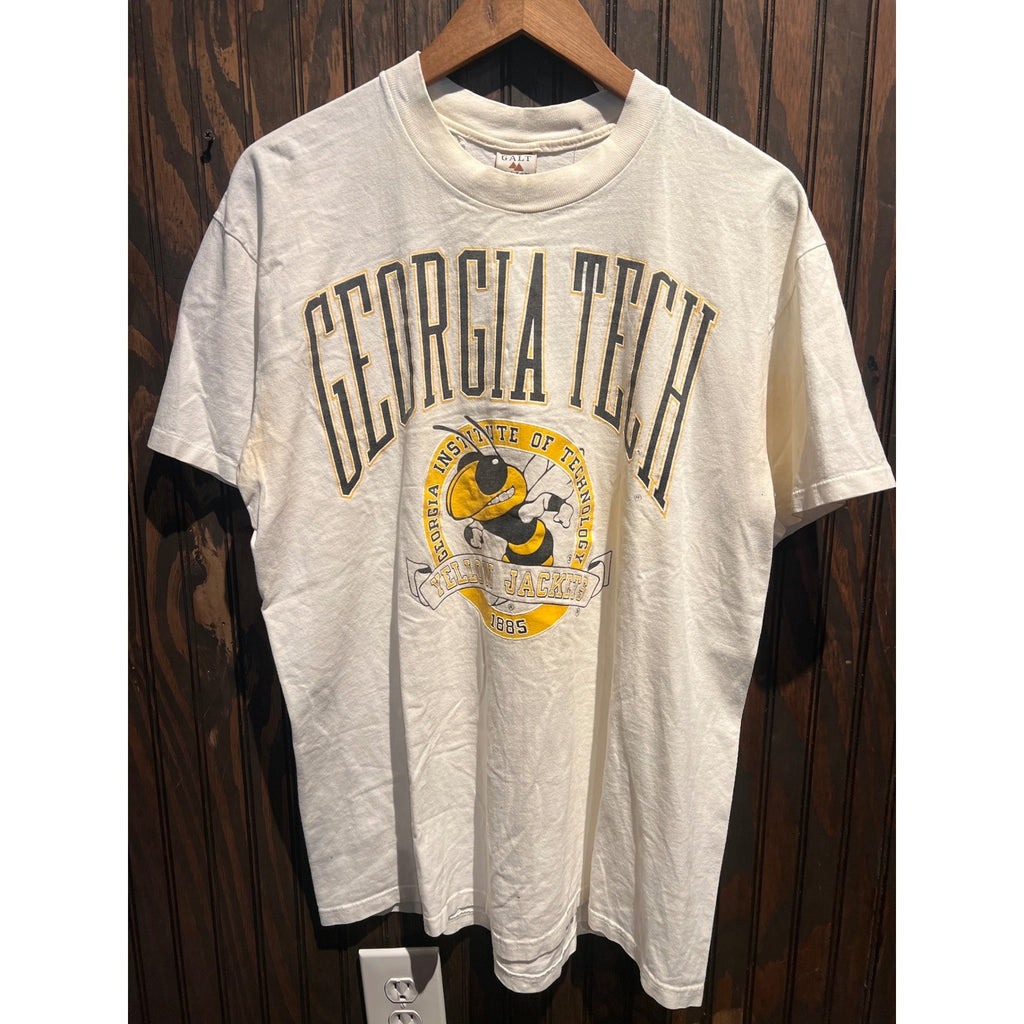 Vintage Galt Sand Georgia Tech Yellow Jackets T-Shirt XL Cream Made in USA 90s