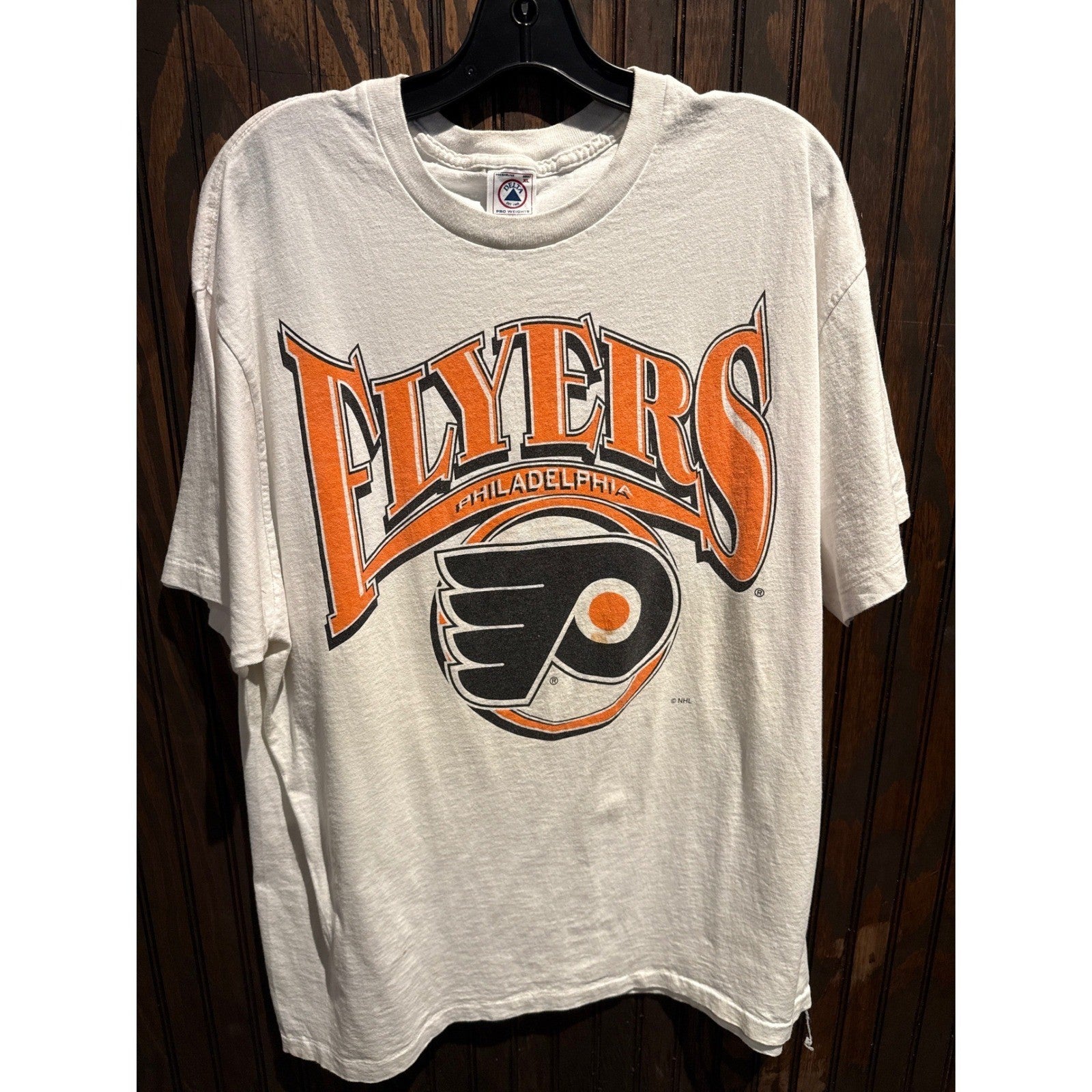 Vintage Philadelphia Flyers Delta Pro Weight NHL T-Shirt White Mens XL 24x30