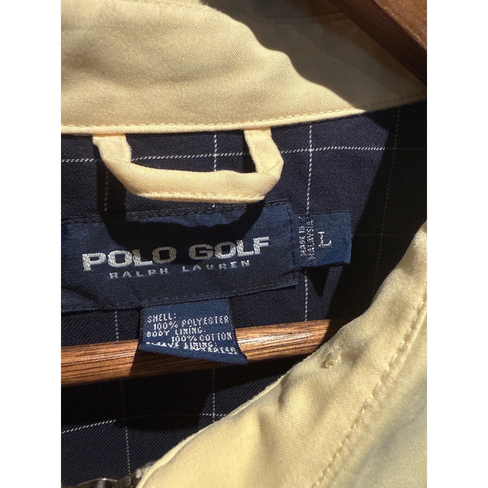 Polo Golf Ralph Lauren Harrington Jacket Cream Beige Navy Pony Mens XL 26x27