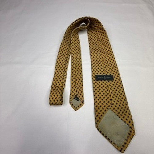 Robert Talbott Silk Tie Gold Black Geometric Pattern Silk Blend Necktie Men's