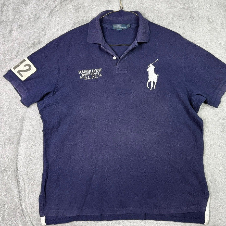 Polo Ralph Lauren Navy Blue Summer Event RLPC Short Sleeve Polo Shirt Mens XL